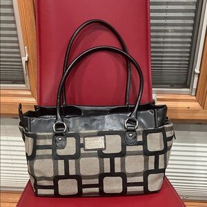 Nine West Black and Gray Geometric Tote